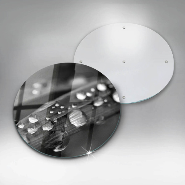 Tábua de cortar de vidro Gotas de orvalho nas folhas