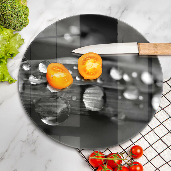 Tábua de cortar de vidro Gotas de orvalho nas folhas