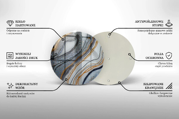 Tábua de vidro pedra com ouro