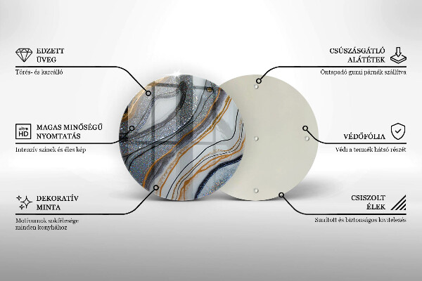 Tábua de vidro pedra com ouro