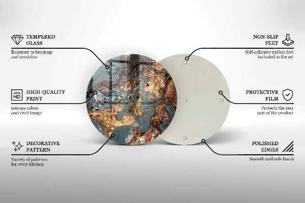 Tábua de corte de vidro Estrutura de rocha dourada