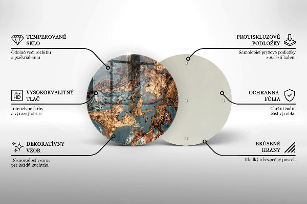 Tábua de corte de vidro Estrutura de rocha dourada