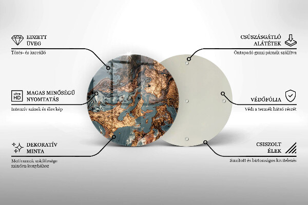 Tábua de corte de vidro Estrutura de rocha dourada