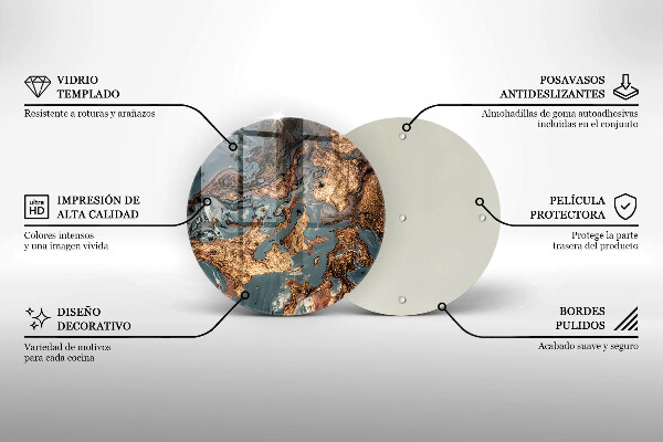 Tábua de corte de vidro Estrutura de rocha dourada