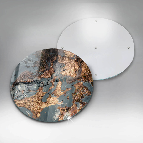 Tábua de corte de vidro Estrutura de rocha dourada