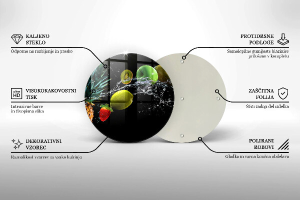 Tábua de vidro Fruta na água