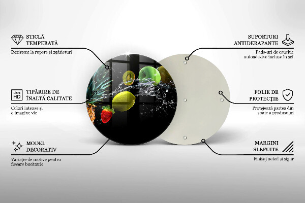 Tábua de vidro Fruta na água