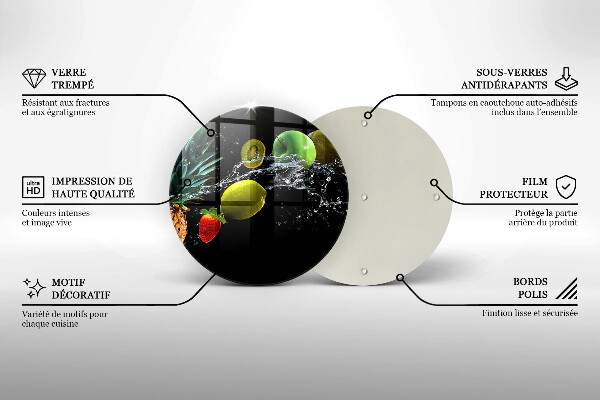 Tábua de vidro Fruta na água