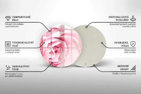 Tábua para corte Gotas de orvalho e flor de rosa