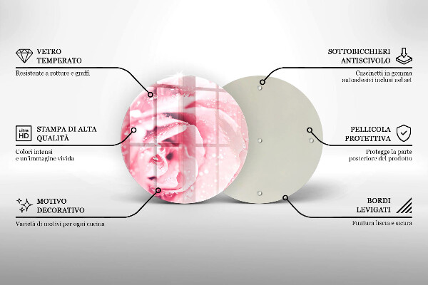 Tábua para corte Gotas de orvalho e flor de rosa