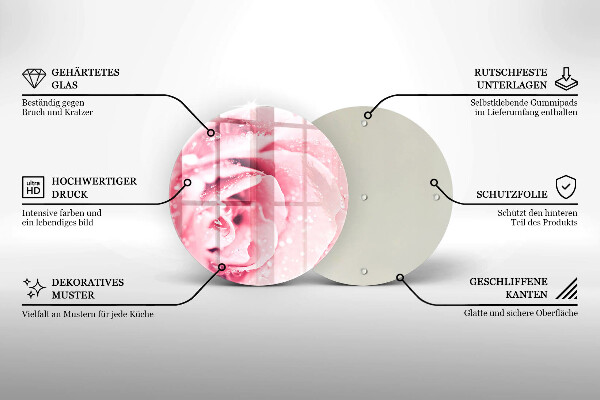 Tábua para corte Gotas de orvalho e flor de rosa