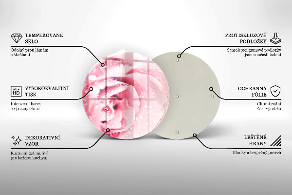 Tábua para corte Gotas de orvalho e flor de rosa