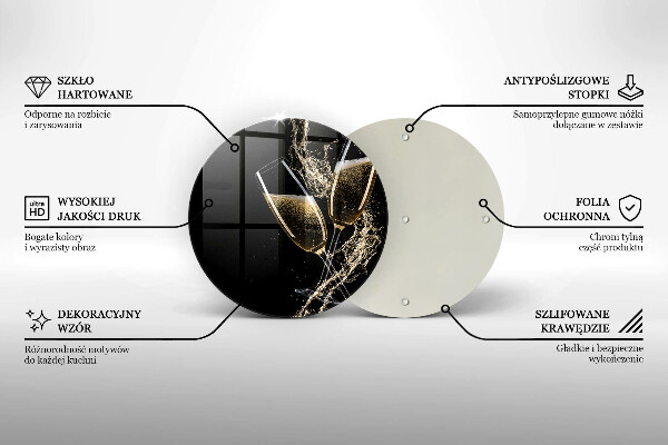 Tábua de corte de vidro Taças de champanhe