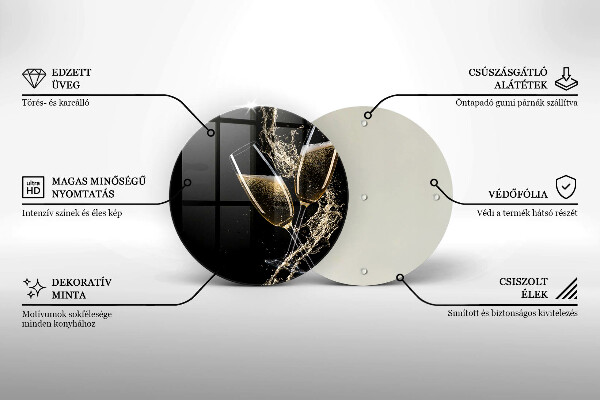 Tábua de corte de vidro Taças de champanhe