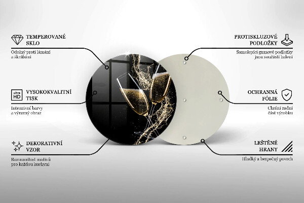 Tábua de corte de vidro Taças de champanhe