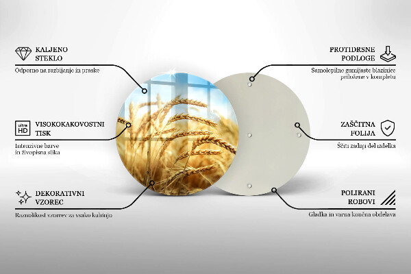 Tábua de cortar de vidro Espigas de grãos no campo