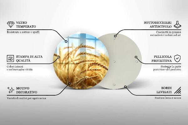 Tábua de cortar de vidro Espigas de grãos no campo