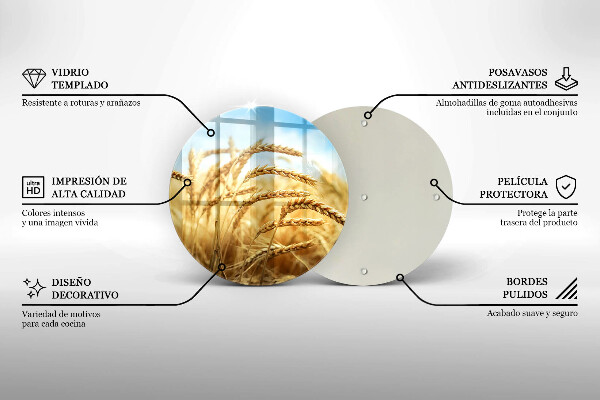Tábua de cortar de vidro Espigas de grãos no campo