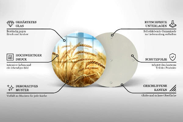 Tábua de cortar de vidro Espigas de grãos no campo
