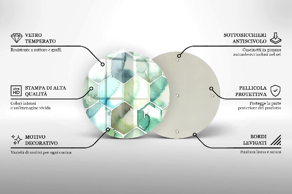 Tábua de cortar alimentos Hexágonos em aquarela