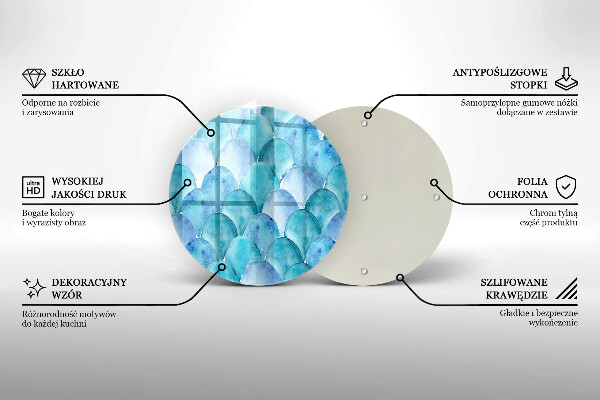 Tábua de cortar de vidro Escamas de aquarela