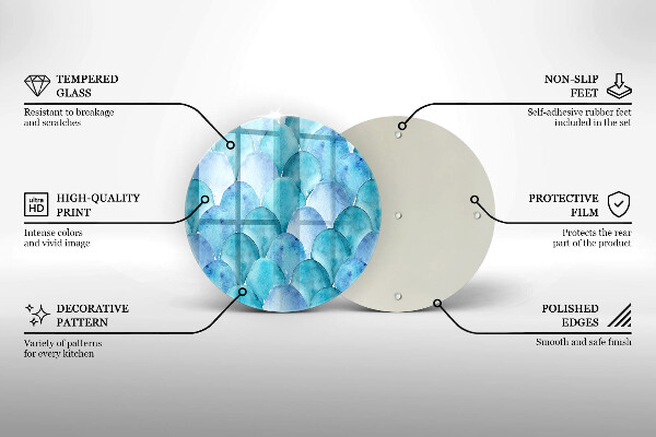 Tábua de cortar de vidro Escamas de aquarela