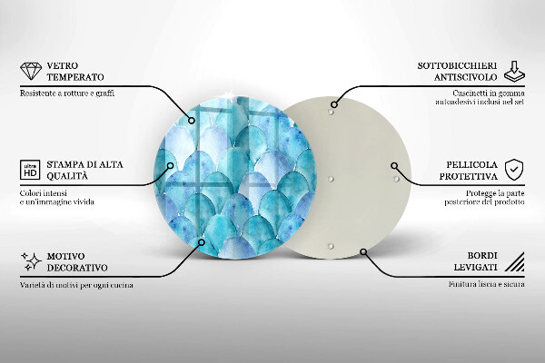 Tábua de cortar de vidro Escamas de aquarela