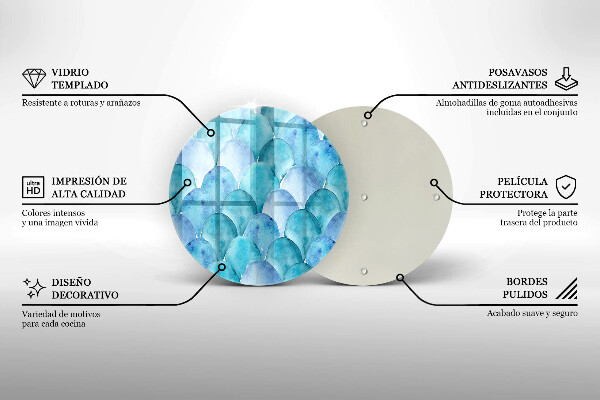 Tábua de cortar de vidro Escamas de aquarela