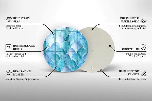 Tábua de cortar de vidro Escamas de aquarela