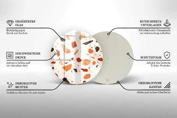 Tábua de cortar de vidro Grés decorativo