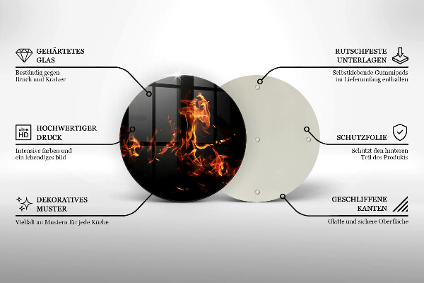 Tábua de cortar alimentos Fogo, chama viva