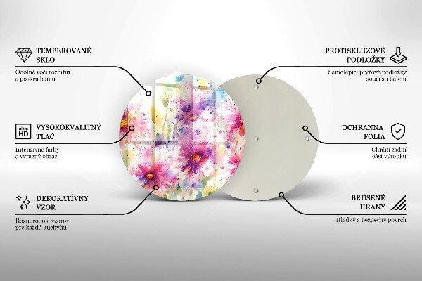 Tábua de corte de vidro Flores pintadas