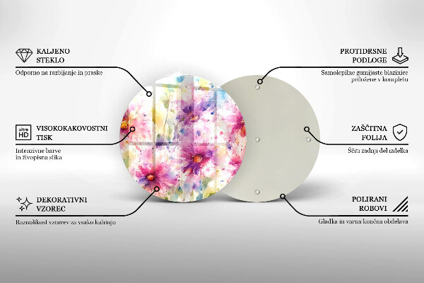 Tábua de corte de vidro Flores pintadas