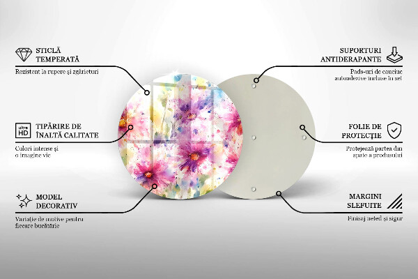 Tábua de corte de vidro Flores pintadas