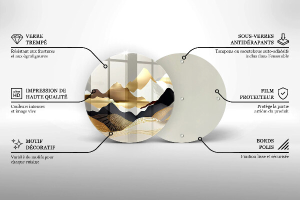 Tábua de cortar Abstração montanhas douradas