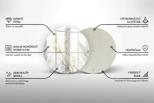 Tábua de cortar de vidro Mármore claro com dourado