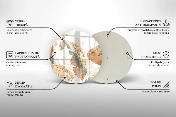 Tábua de corte Penas e folhas Boho