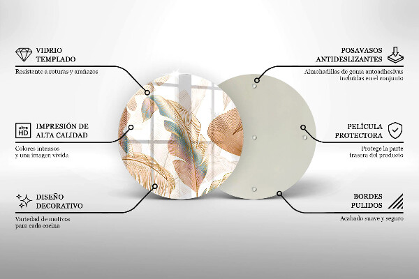 Tábua de corte Penas e folhas Boho