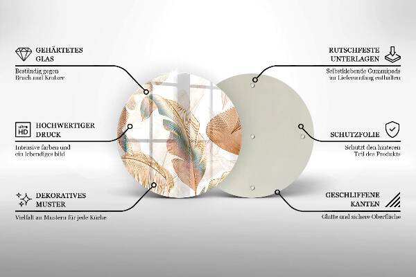 Tábua de corte Penas e folhas Boho