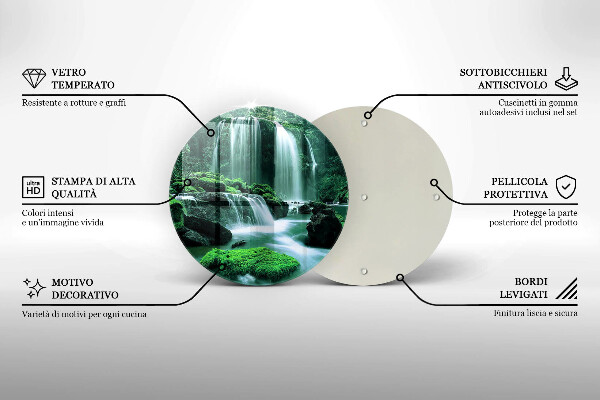 Tábua de cortar de vidro Cachoeira selvagem na selva