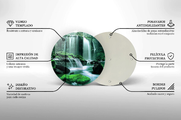 Tábua de cortar de vidro Cachoeira selvagem na selva