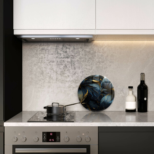 Tábua de corte de vidro Folhas decorativas com ouro