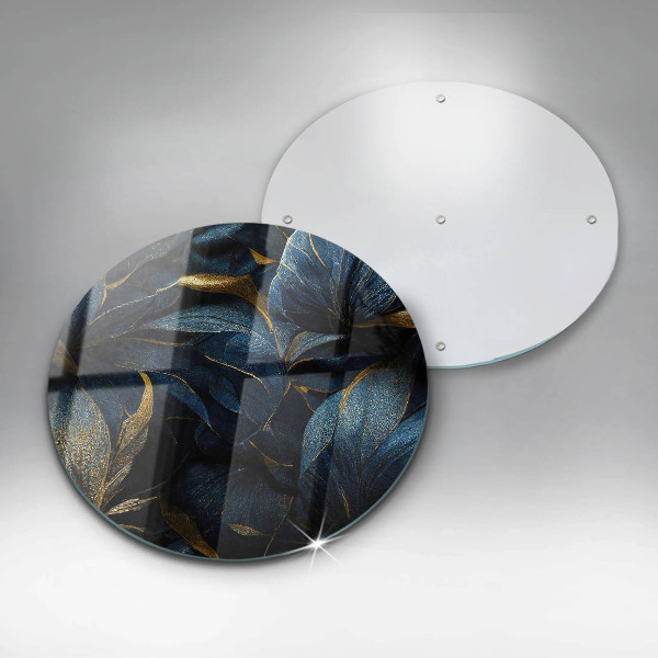 Tábua de corte de vidro Folhas decorativas com ouro
