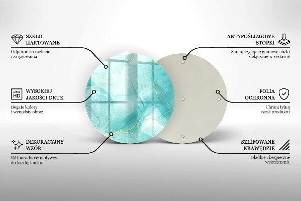 Tábua de vidro Abstração azul e dourada