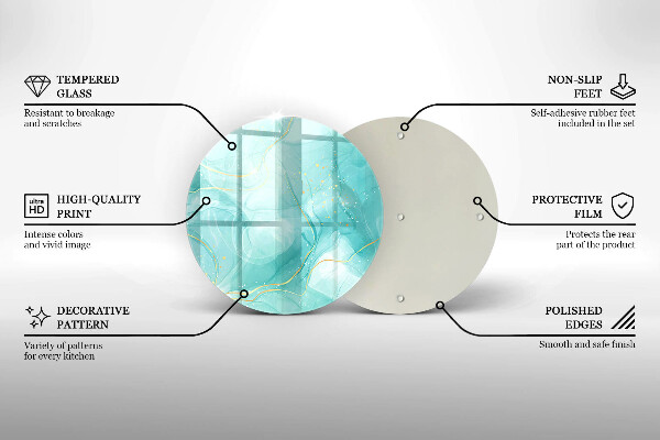 Tábua de vidro Abstração azul e dourada
