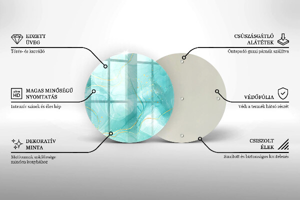 Tábua de vidro Abstração azul e dourada