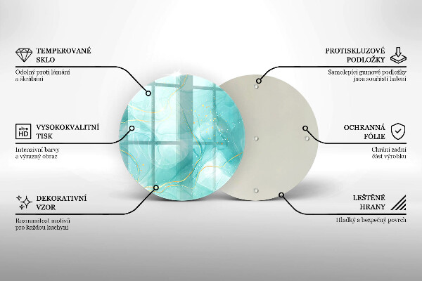 Tábua de vidro Abstração azul e dourada