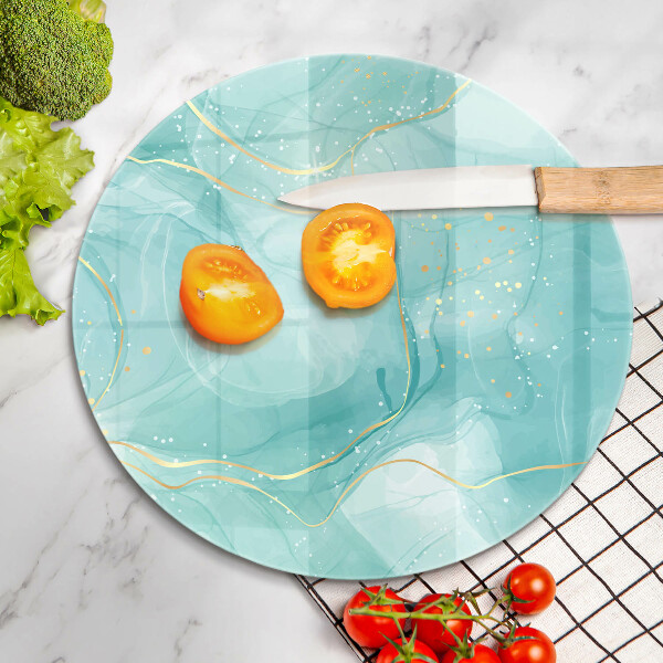 Tábua de vidro Abstração azul e dourada