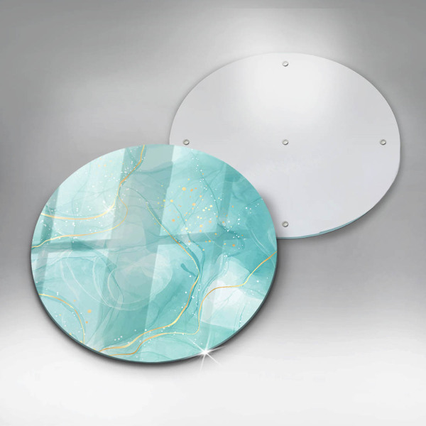 Tábua de vidro Abstração azul e dourada