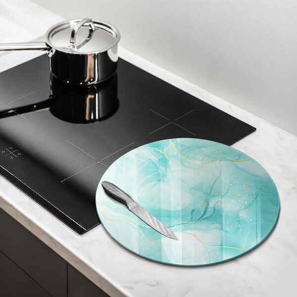 Tábua de vidro Abstração azul e dourada